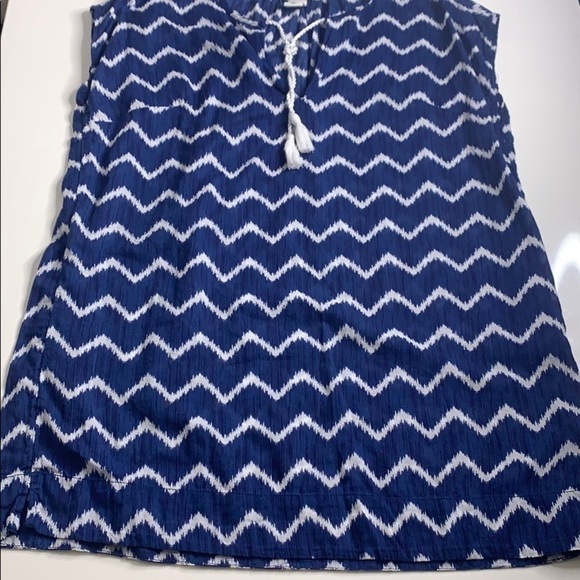 H&M L.O.G.G. Relaxed fit chevron tassel tunic top 10 blue women’s resort - Picture 5 of 8